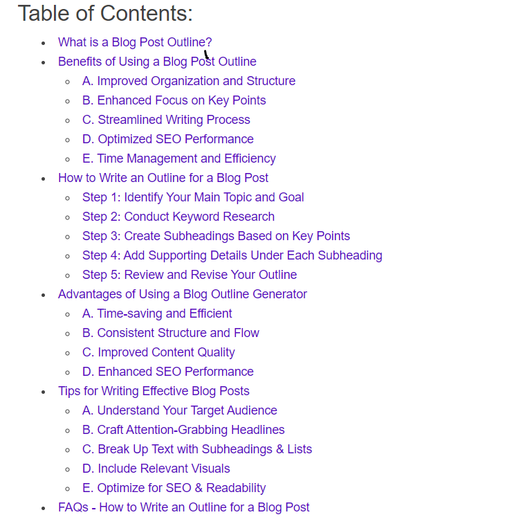 content at scale table of contents