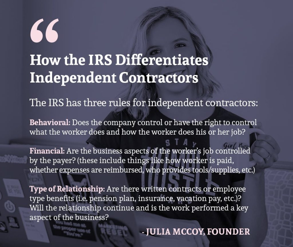 how the IRS differentiates independent contractors