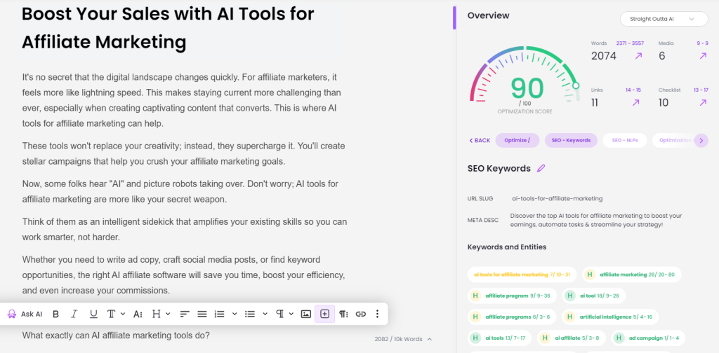 brandwell text editor and seo suite