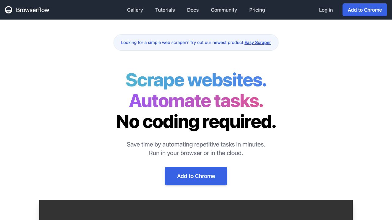 Browserflow homepage hero showing visual browser automation